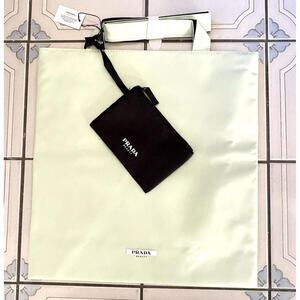 Prada Beauty Shoulder Tote Shopping Bag Light Green & Black Reversible W/ Pouch